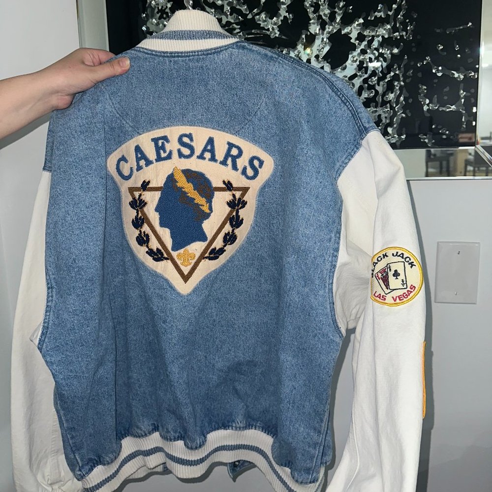 🥊🏛🎲 Caesar’s Palace Las Vegas Bomber Jacket Jean Men's M Mike Tyson 🎲🎰🥊